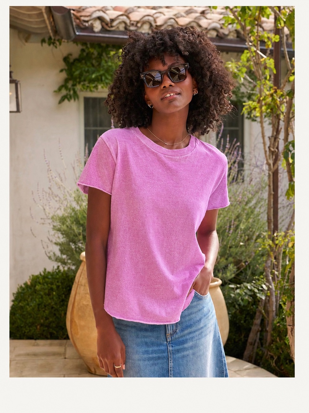 Frank & Eileen Theo Shirt in Mineral Wash Raspberry Pink, Size XS